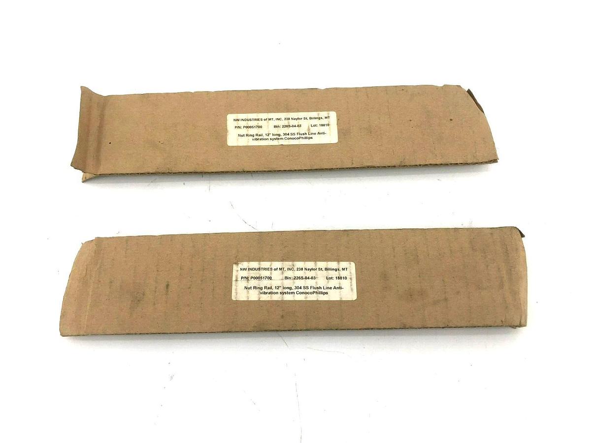 Lot of 2 New NW Industries P00051700 Nut Ring Rails 12" Long 304 SS Flush Line A