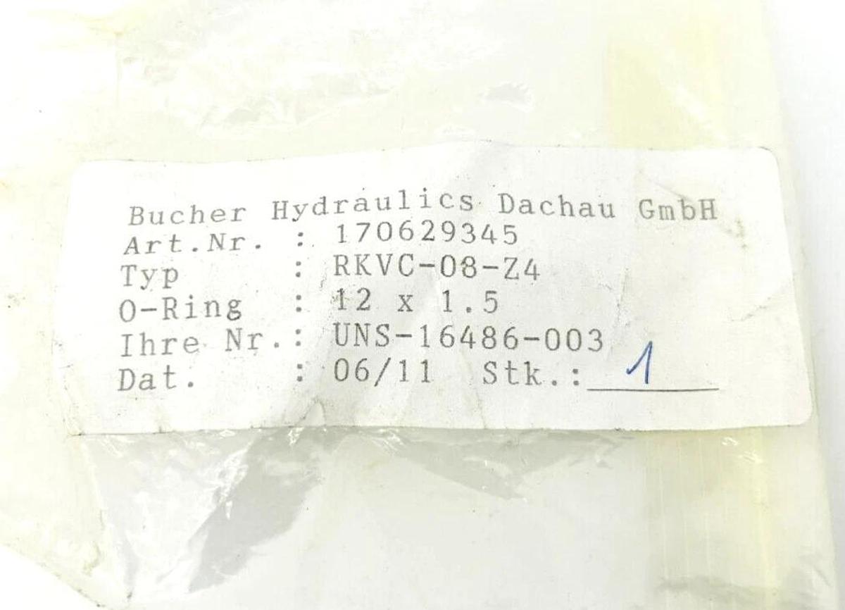 New Bucher RKVC-08-Z4 Check Valve, 170629345