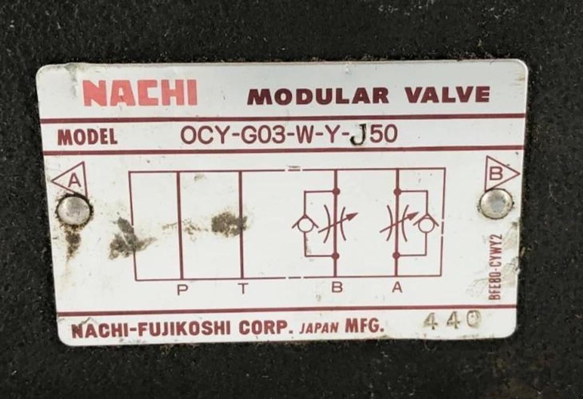 Used Nachi OCY-G03-W-Y-J50 Modular Valve Mfg. 440 (Missing Parts)