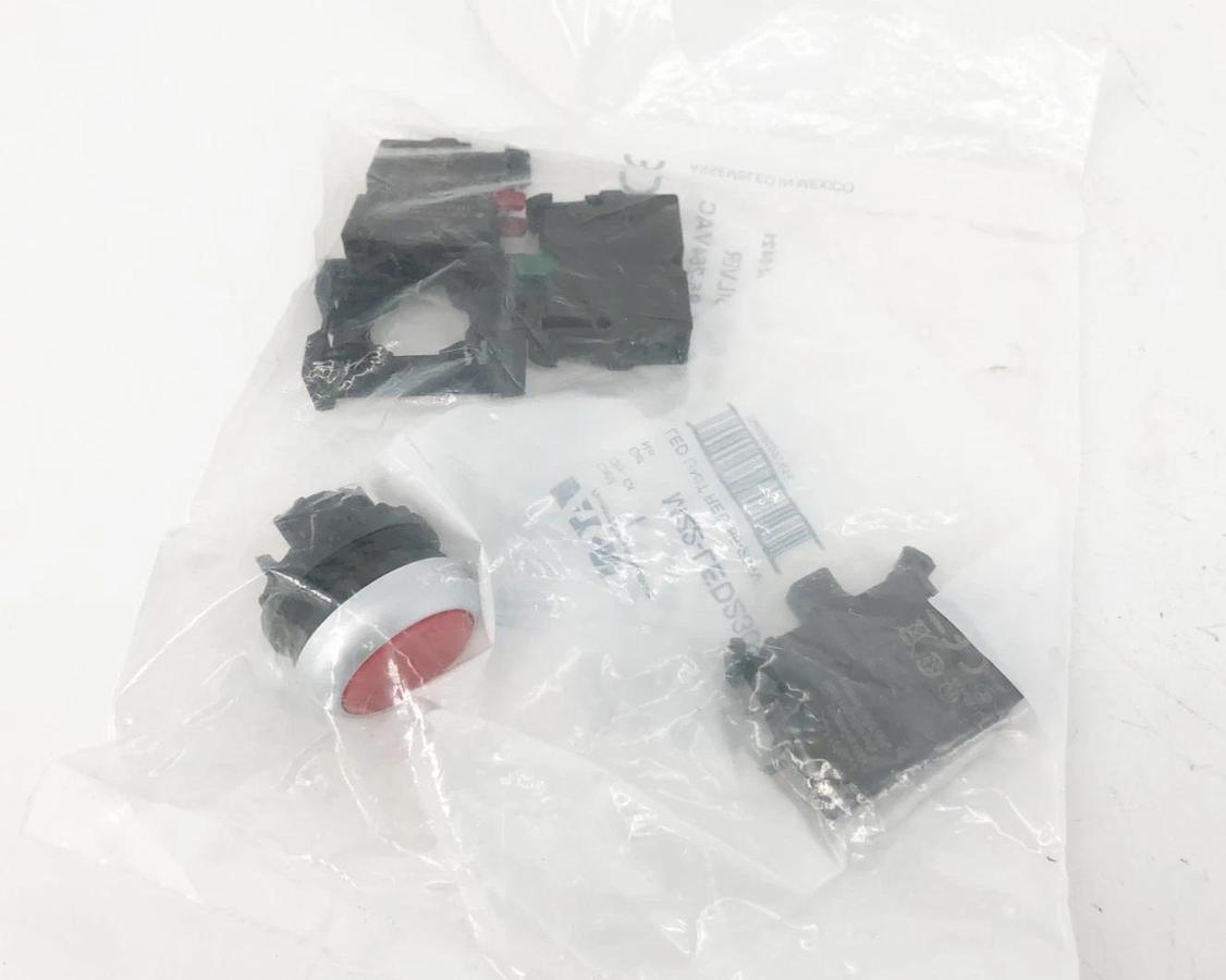 New Eaton M22-DL-R-K11-230R Red Modular Illuminated Pushbutton 1NO-1NC 85-264V