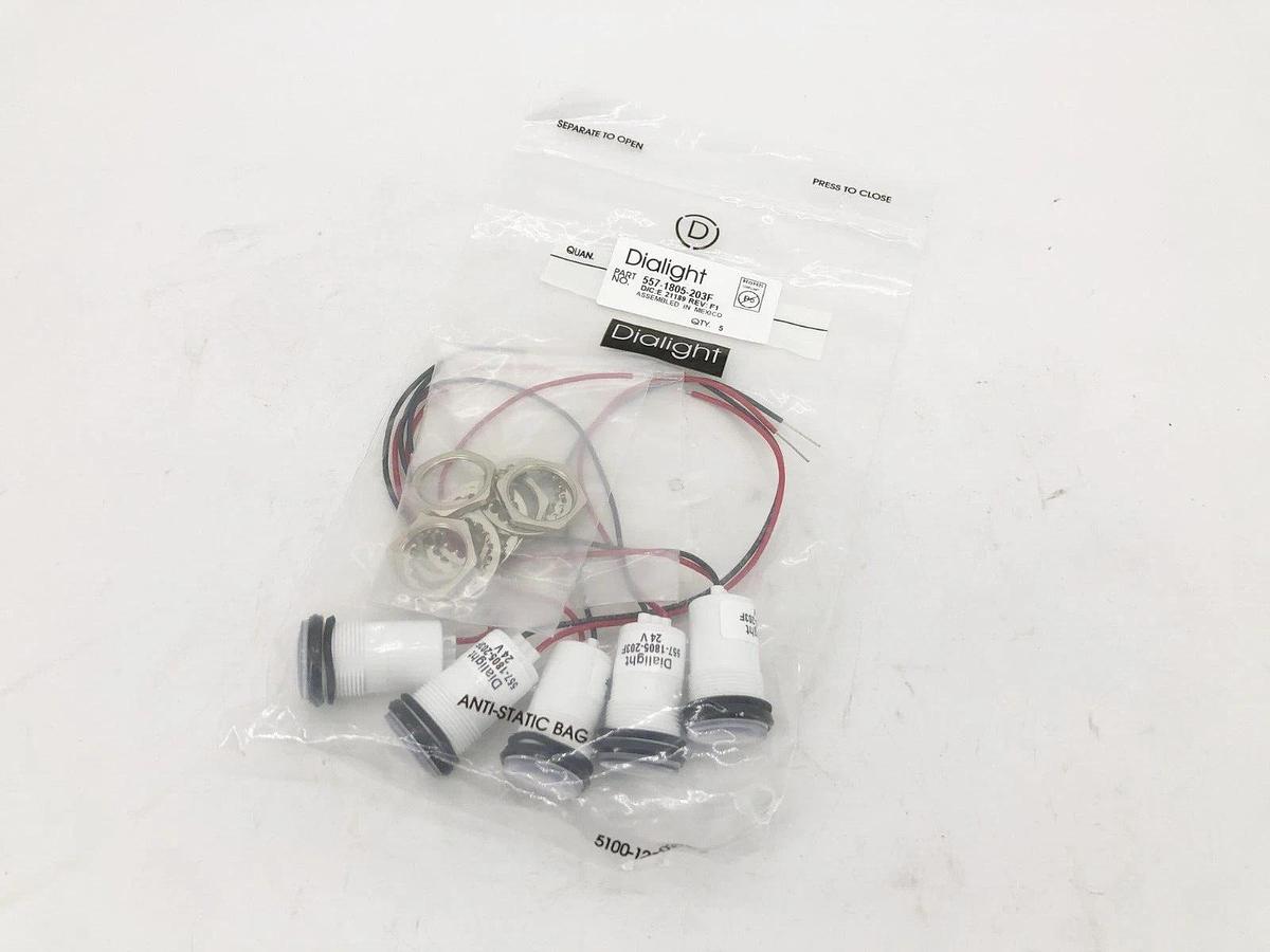 Bag of 5 New Dialight 557-1805-203F Panel Mount LED Indicators 24V