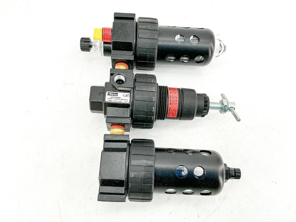 New Parker 16A2C00008 Pneumatic Filter 3 Piece Combo 150PSI 125F 3/8"