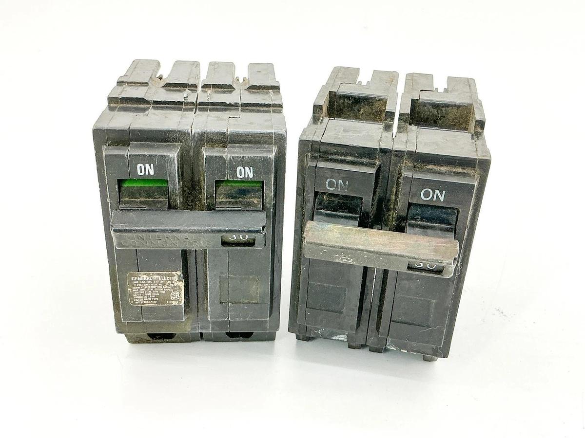 Used Lot of 2 General Electric THQL2130 Circuit Breaker 30A 240V 2P Type HACR