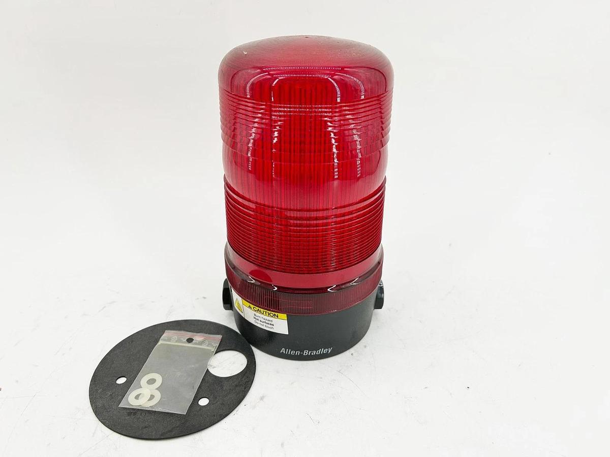New Allen Bradley 855BM-S10DH4 Round 120MM Beacon Light 120V Red Ser.A