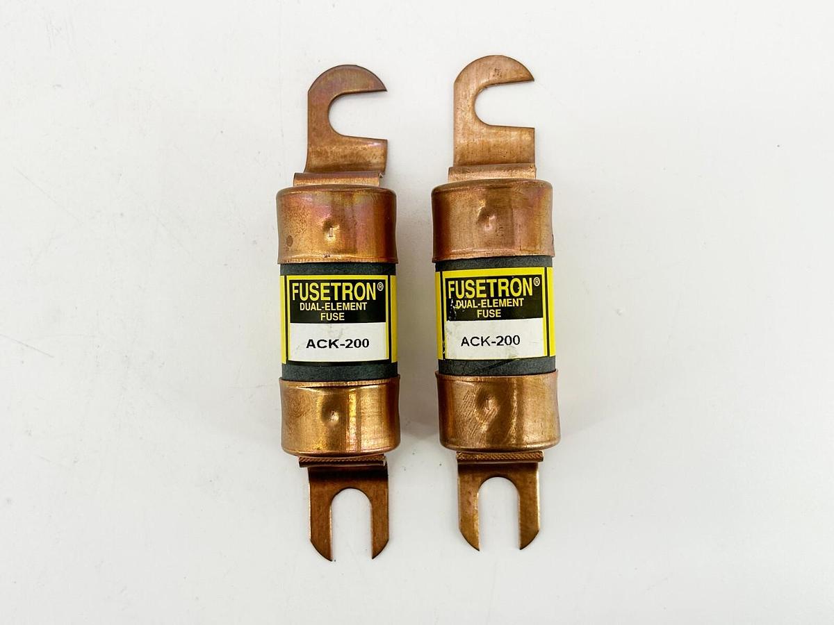 New Lot of 2 Bussmann Fusetron ACK-200 Dual Element Fuse 200A 75VDC