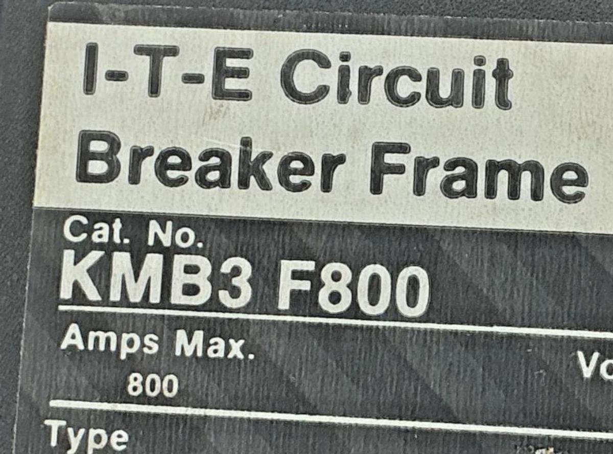 Used ITE KMB3-F800 Circuit Breaker Frame Type KMB 3-Pole 3-Phase 800A 600V