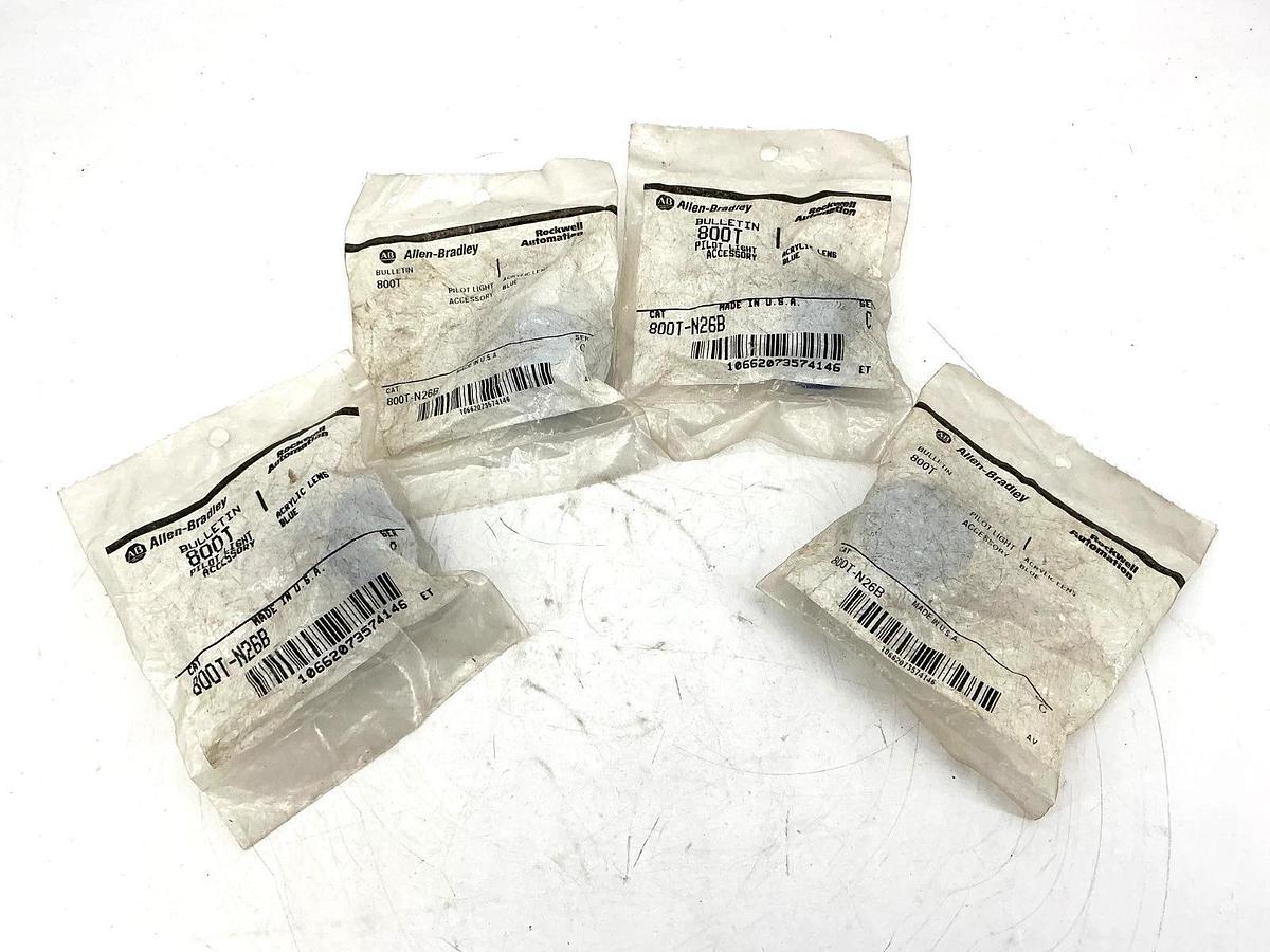 Lot of 4 New Allen Bradley 800T-N26B Ser C Pilot Light Access Acrylic Lens Blue