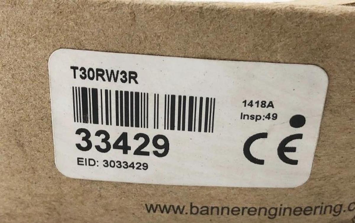 Banner Engineering T30RW3R Sensor Receiver 20-250VAC 2m Cable 60m Range 33429