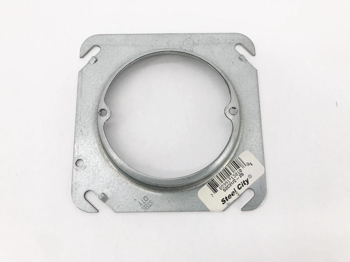 Lot of 8 New Steel City 52C31/2-25 Square 1/2" Raised Mud Rings 4" - No Box