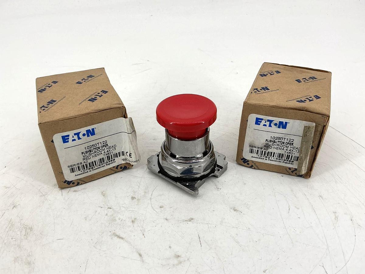 Lot of 2 New Eaton 10250T122 Ser A2 Pushbutton Operator Mushroom Head Red