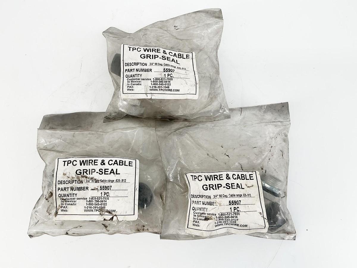New Lot of 3 TPC 55907 3/4" 90Deg Cable Range 625.812