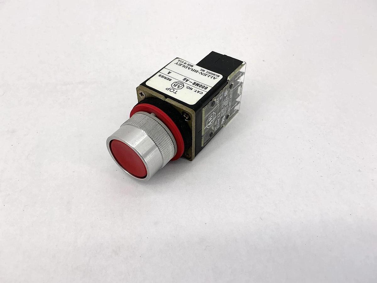 New Allen Bradley 800MR-A6 Ser A Small Round Pushbutton Unit Red Cap - No Box