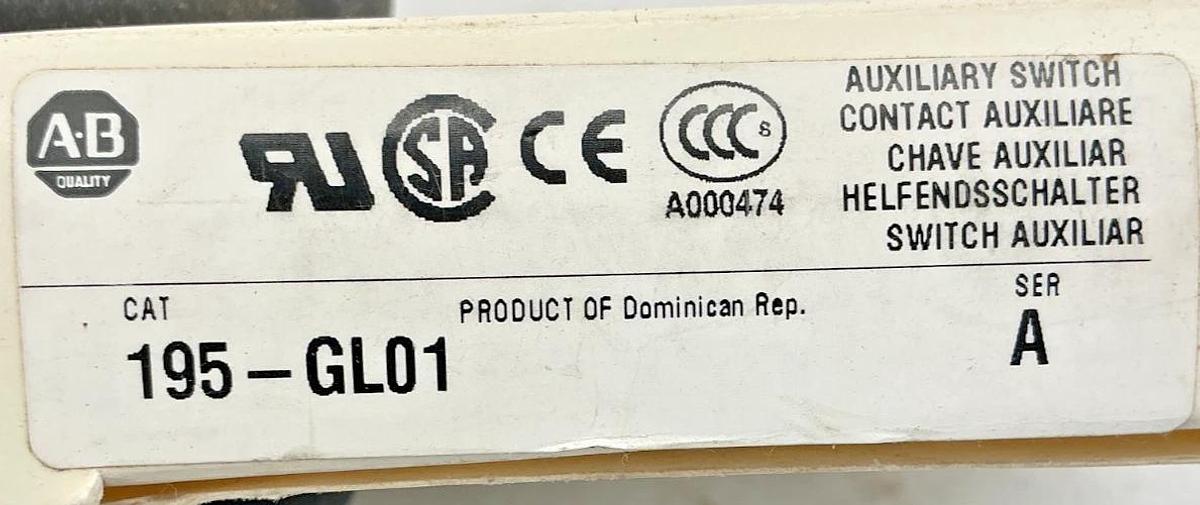 New Allen Bradley 195-GL01 Ser A Auxiliary Switch Contact Block 10A 690VAC