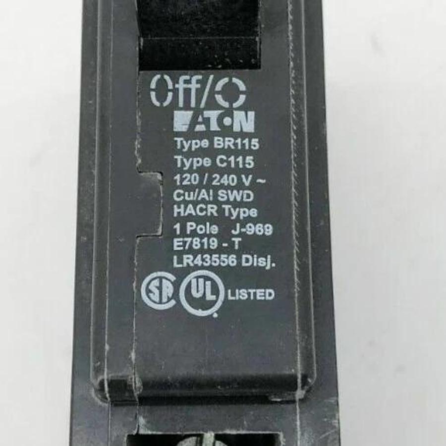 Lot of 3 New Eaton BR115 Circuit Breakers 15A 120/240VAC 1 Pole C115