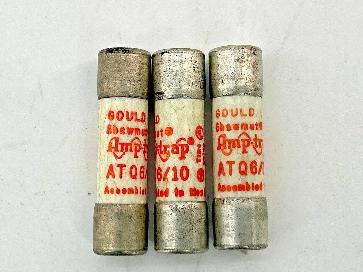 New Lot of 3 Ferraz Shawmut ATQ6/10 Time Delay Fuse 6/10A 500V