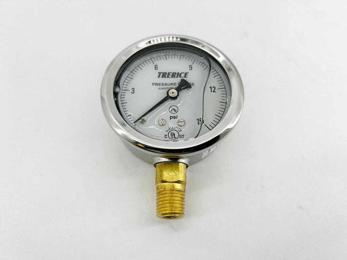 Lot of 3 New Trerice D82LFB2502LA15 Pressure Gauge D82LFB 2-1/2" 0-15psi 1/4" LM