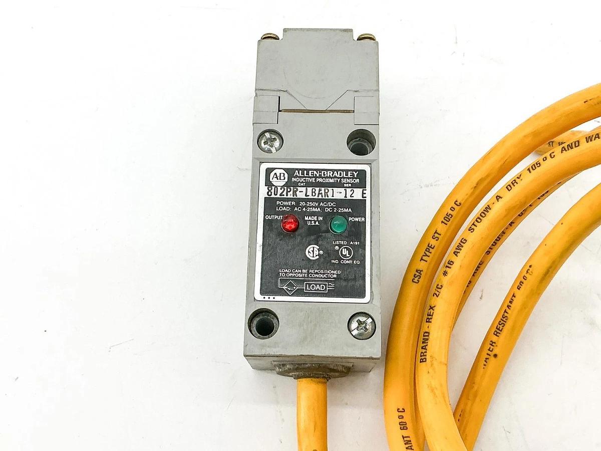 Used Allen Bradley 802PR-LBAR1-12 Inductive Proximity Sensor 250V 4-25MA Ser.E