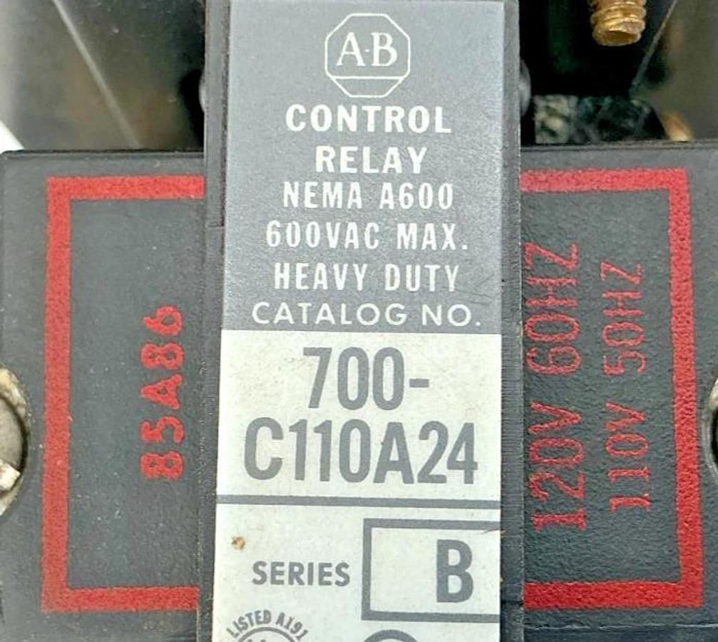 Used Allen Bradley 700-C110A24 Ser B Control Relay 2P 1NO/1NC 24V 60HZ 600V