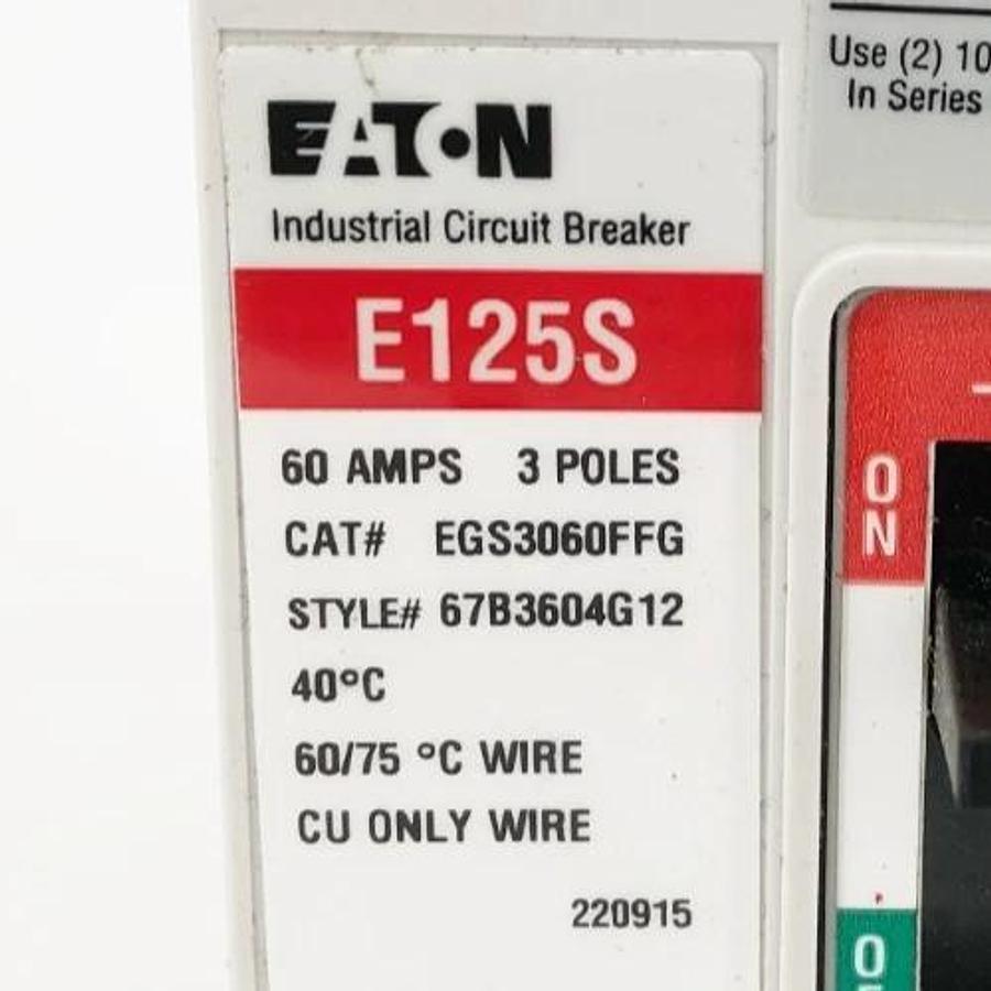 New Eaton EGS3060FFG Circuit Breaker 60A 480VAC 3 Pole