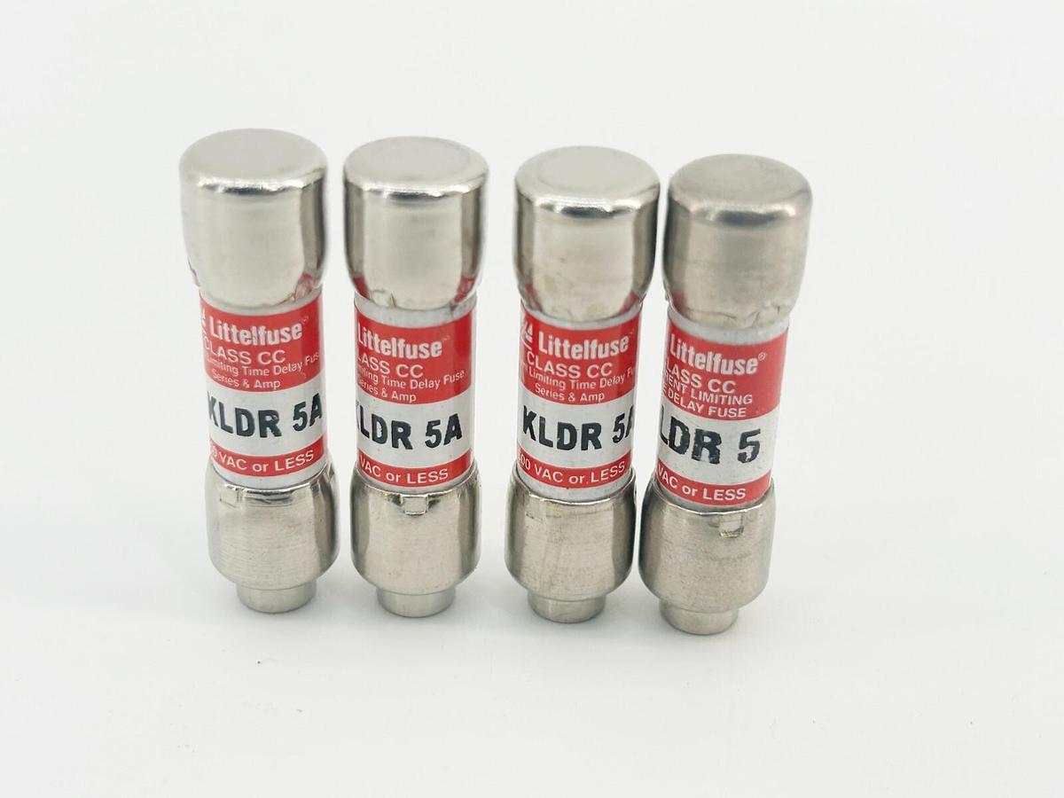 New Lot of 4 Littelfuse KLDR-5 Time Delay Fuse 5A 600V Class CC - No Box
