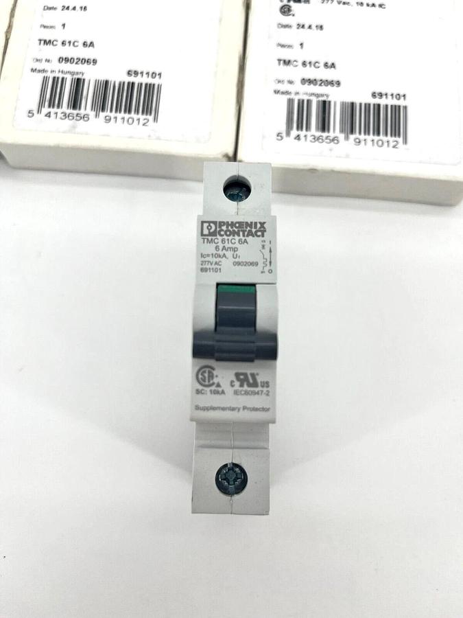 Lot of 2 New Phoenix Contact TMC61C6A Mini Circuit Breakers 6A 1P 277V 0902069