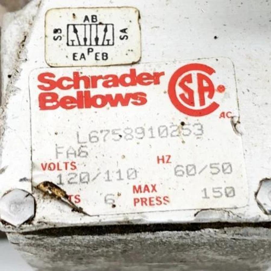 Used Schrader Bellows L6758910253 Control Valve 120/110VAC 50/60Hz K1758035