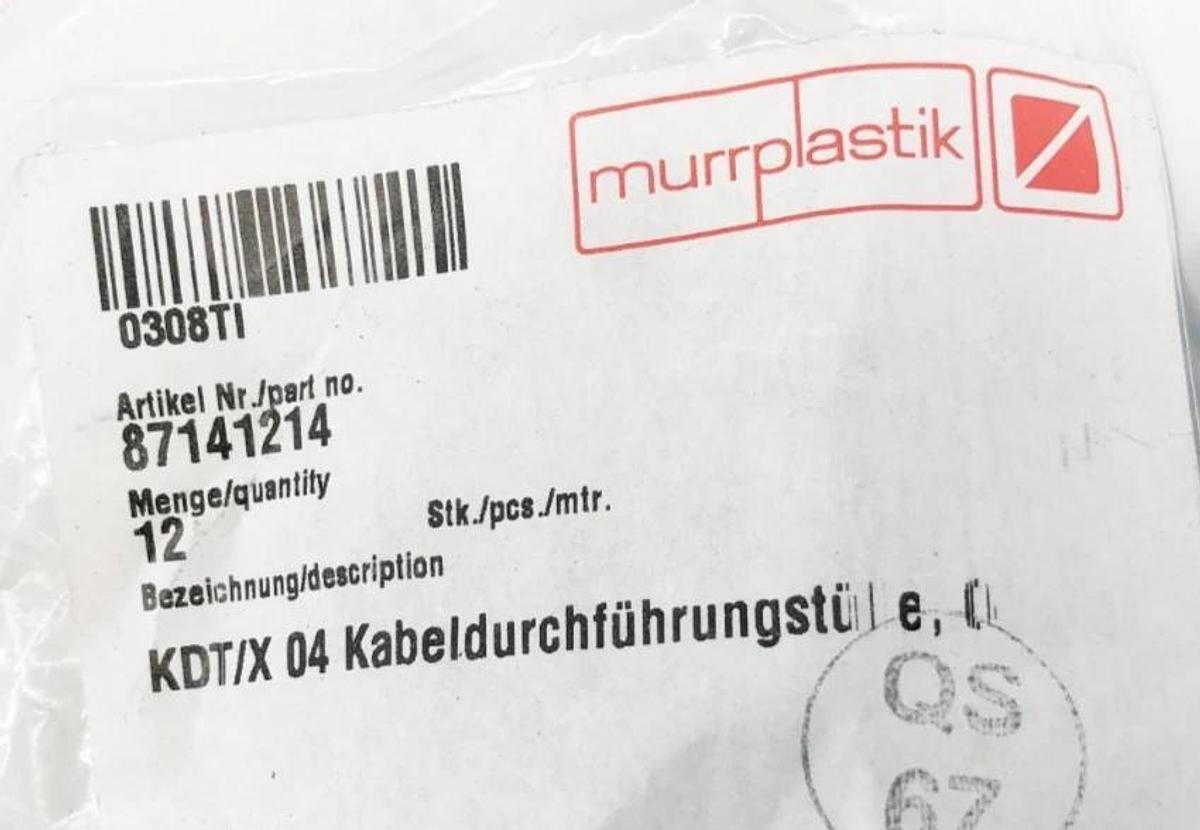 Bag of 12 New Murrplastik 87141214 Cable Entry Grommets KDT/X 04 for 4-5mm Diam.