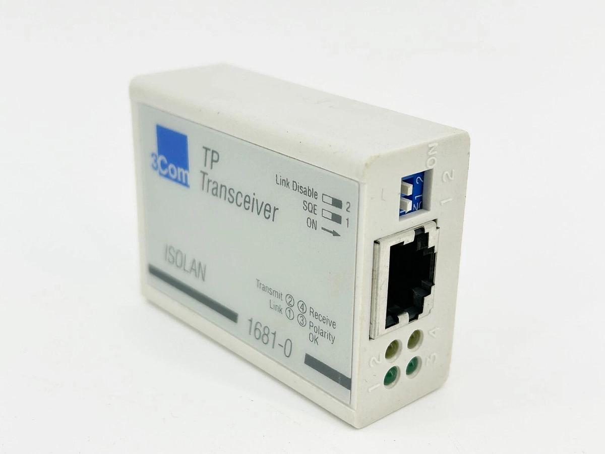New 3COM 1681-0 TP Transceiver Isolan EZthernet LED Indicating RJ-45 W/O Box