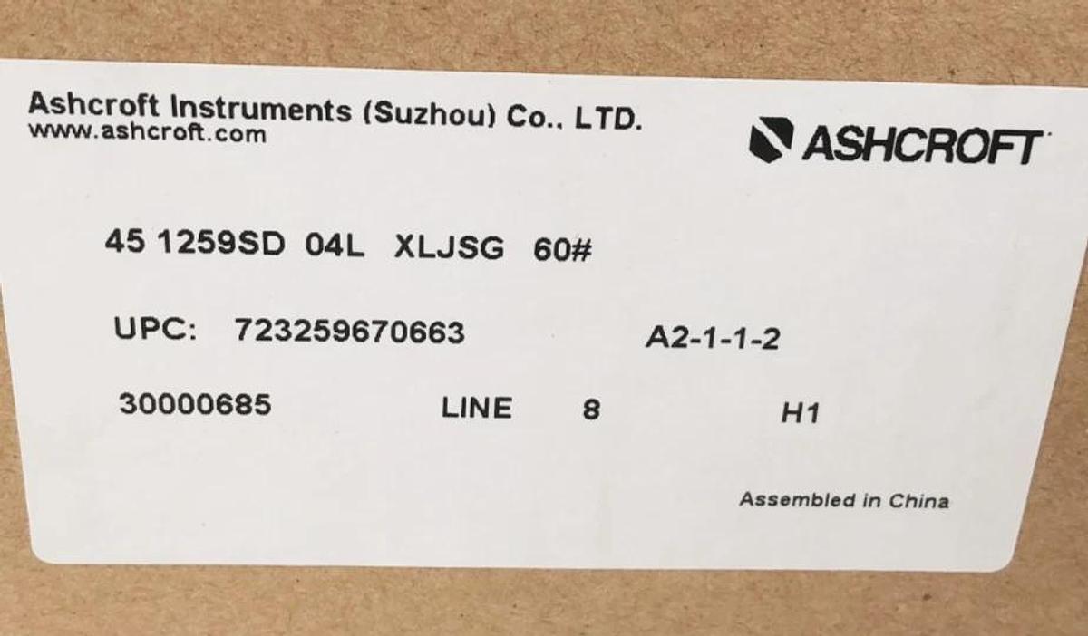New Ashcroft 45-1259SD-04L-XLJSG-60# Gauge 4-1/2" 60psi 1/2" LM