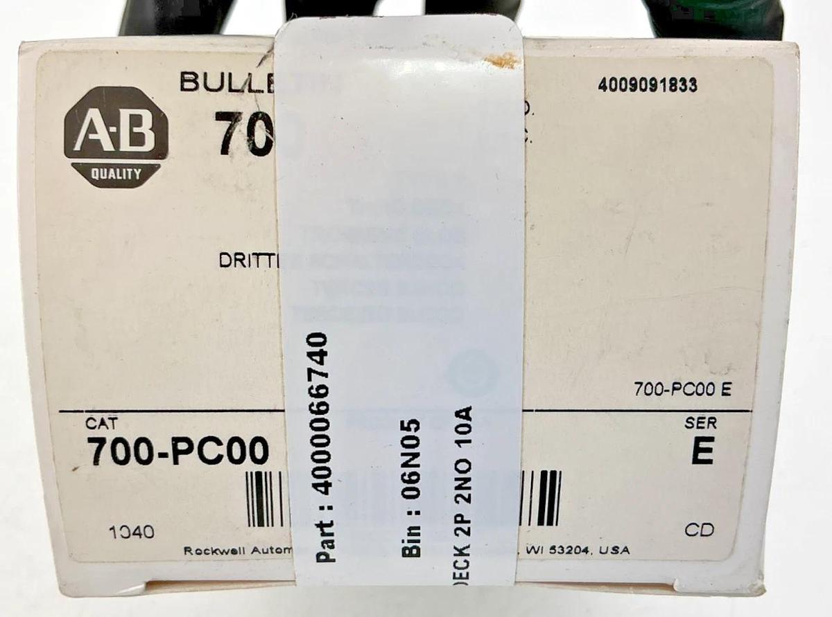 New Allen Bradley 700-PC00 Ser E Relay Third Deck Type P 0-Pole 0NO 700PC00