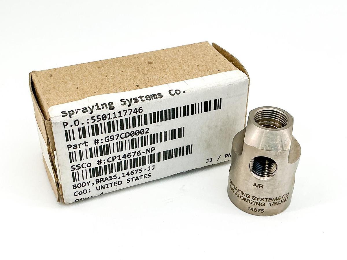 New Spraying Systems CP14676-NP Brass Body Air Atomizing Nozzle 14675-JJ