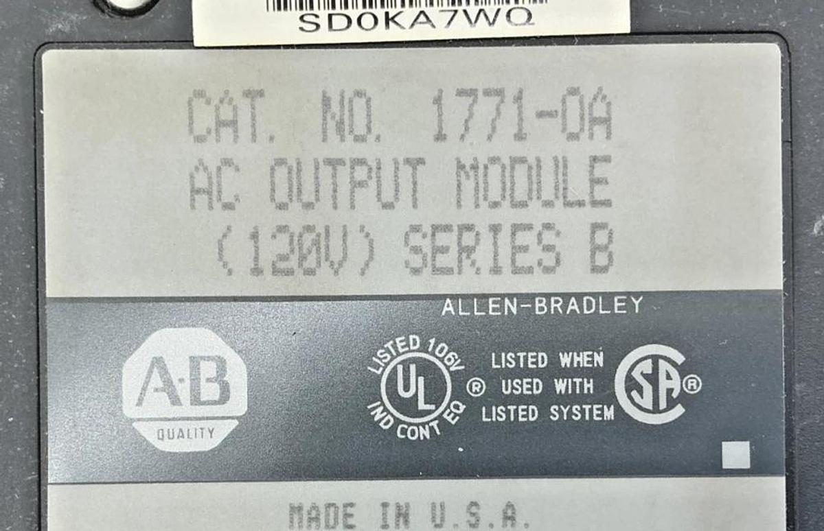 Used Allen Bradley 1771-OA Ser B AC Output Module PLC Rack 8-Point 1.5A 120V