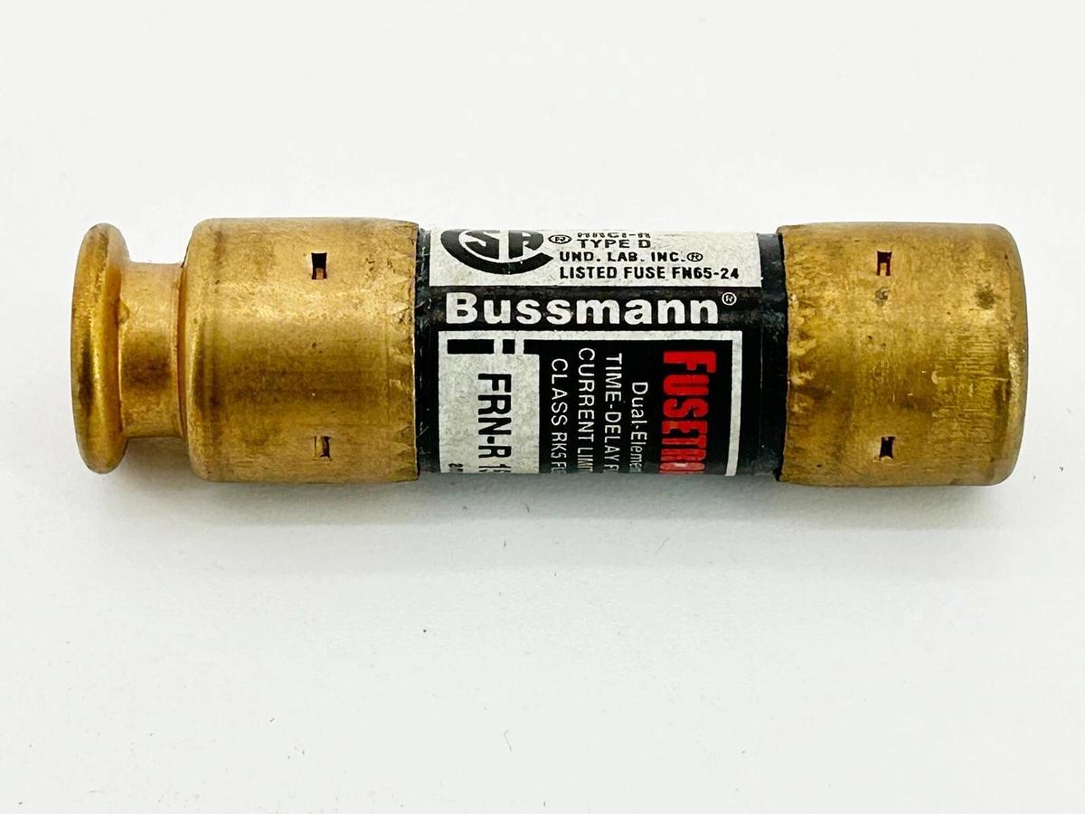 New Lot of 3 Bussmann FRN-R-15 Fusetron Dual Element Time Delay Fuse 15A 125VDC