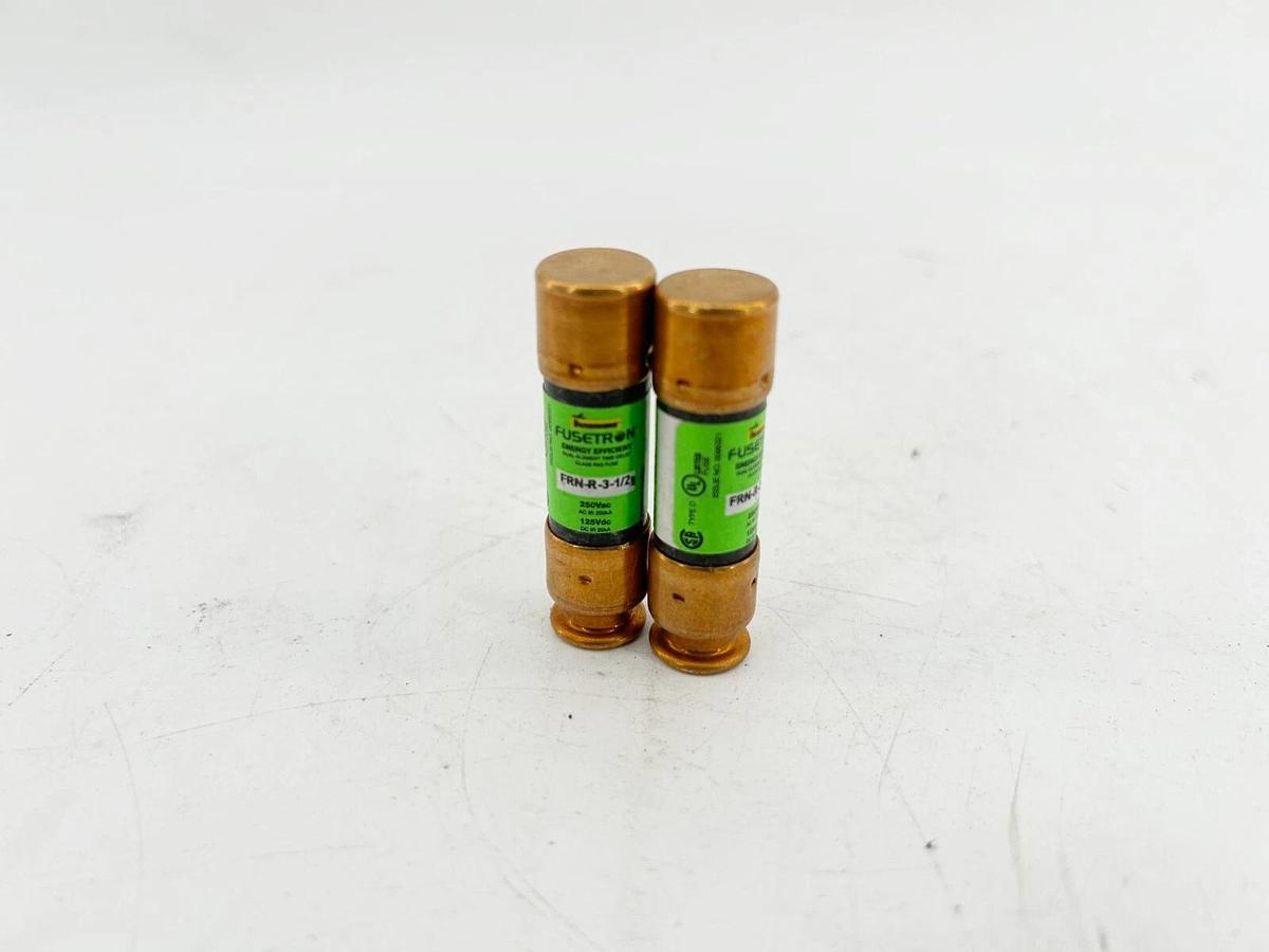 New Lot of 2 Bussmann FRN-R-3-1/2 Dual Element Fuse 250VAC 125VDC Copper