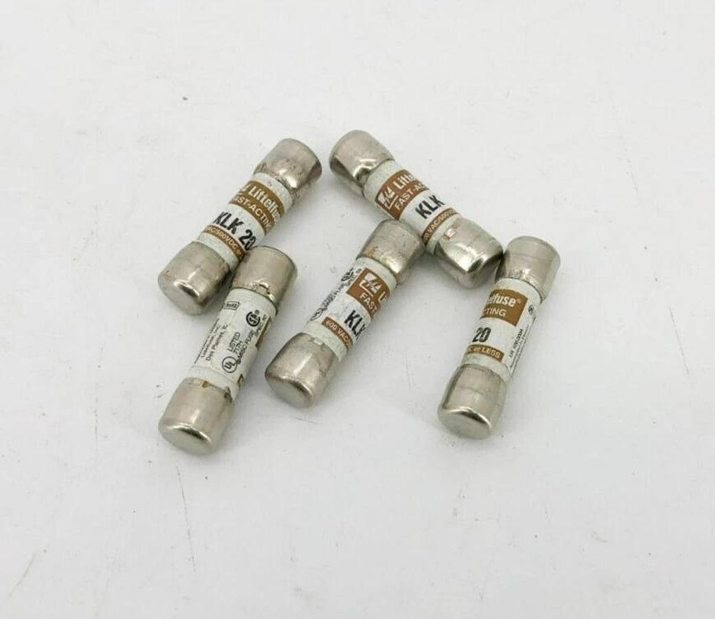 Lot of 5 New Littelfuse KLK-20 Fast Acting Fuses 20A 600VAC 500VDC