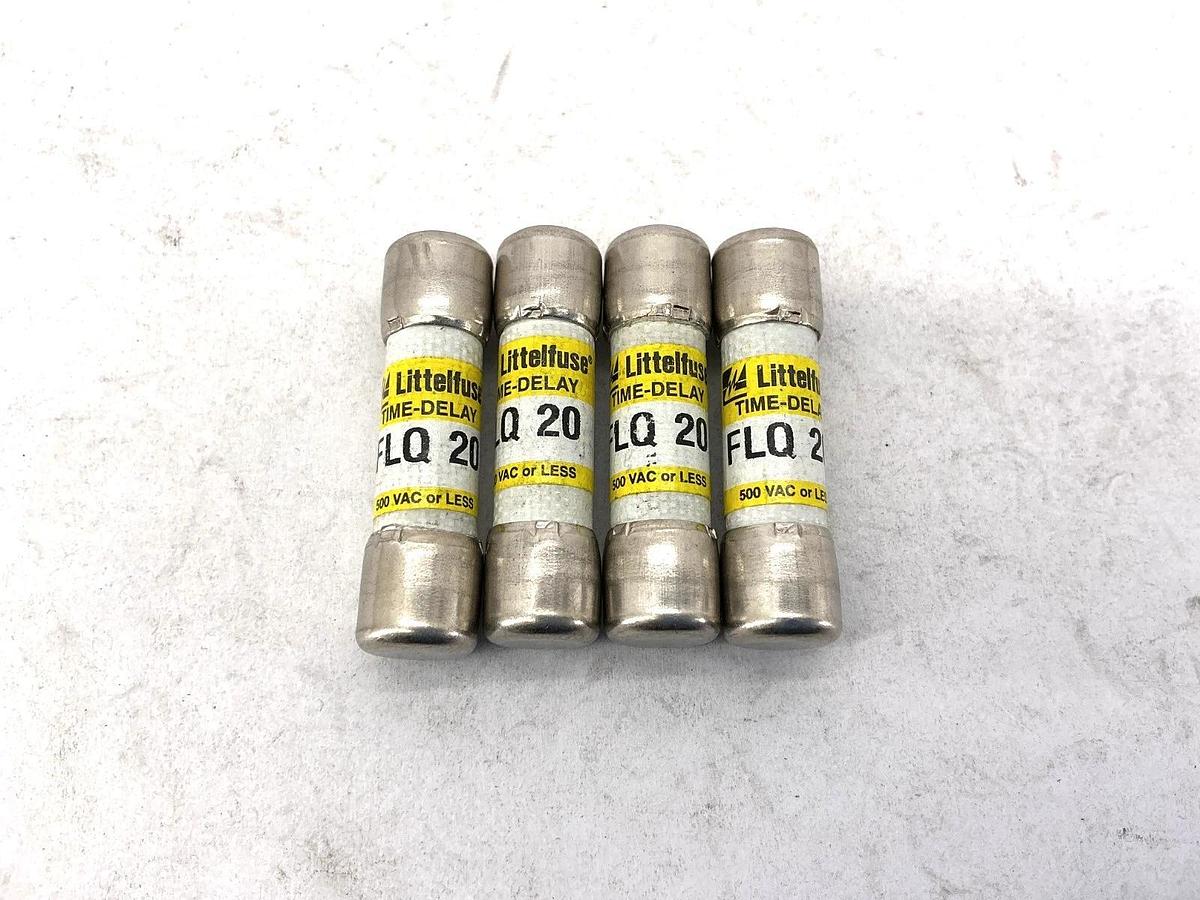 Lot of 4 New Littelfuse FLQ-20 Time-Delay Fuse 20A 500V