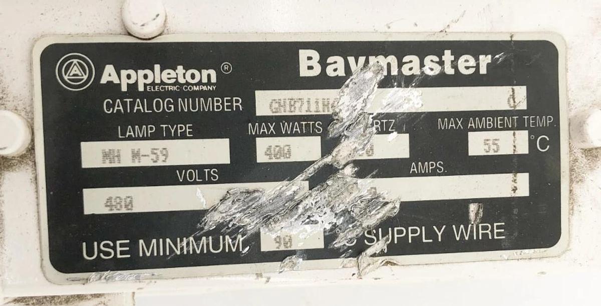 Used Appleton Baymaster GHB711H48 Ballast Assembly 480VAC 400W