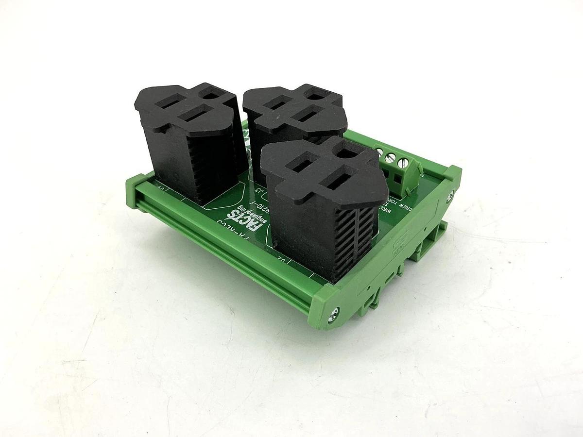 Lot of 2 New Facts Engineering FA-REC3 DIN Rail Receptacle 3-Outlet 15A 125VAC