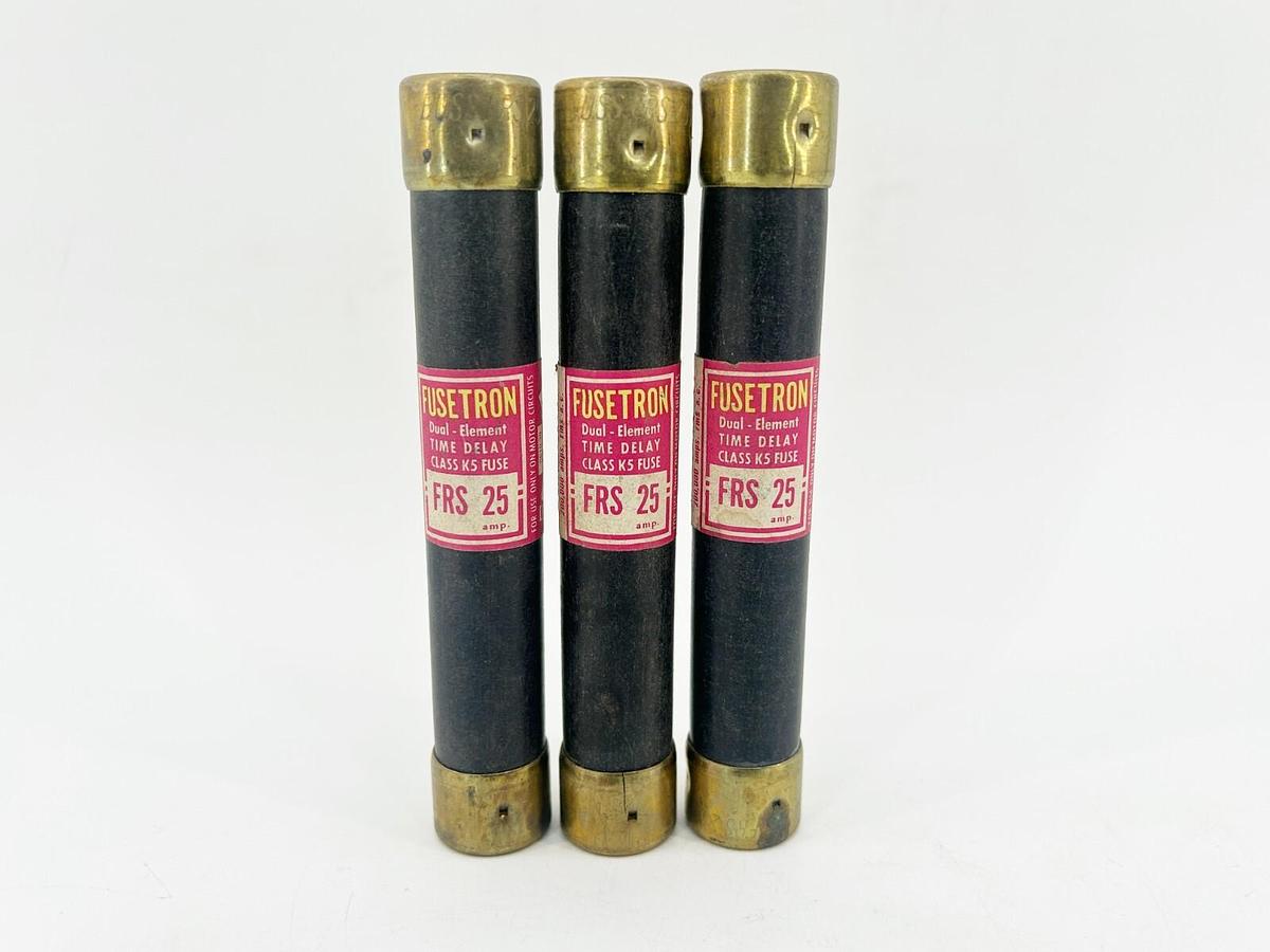 Used Lot of 3 Bussmann FRS-25 Time Delay Fuse Dual Element 25A 600V Class K5