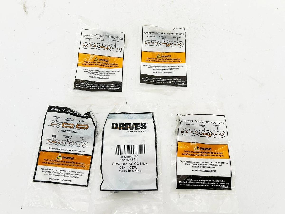 New Lot of 5 Drives 101925531 Roller Chain Link DRV-50-1-SC CO Link 04L = CDW