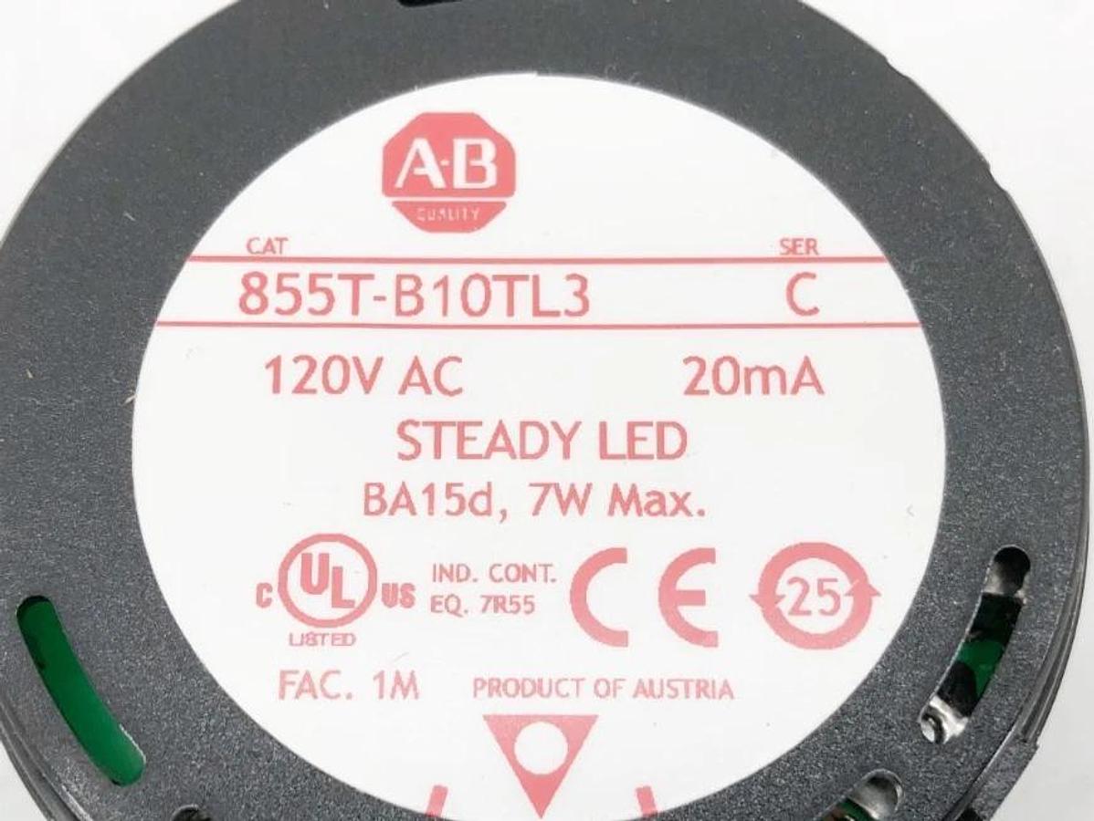 New Allen Bradley 855T-B10TL3 Green Stack Light 70mm 120VAC Steady - No Box