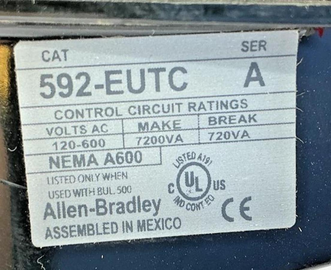 New Allen Bradley 592-EUTC Ser A Eutectic Overload Relay 3P 62A 600VAC - No Box