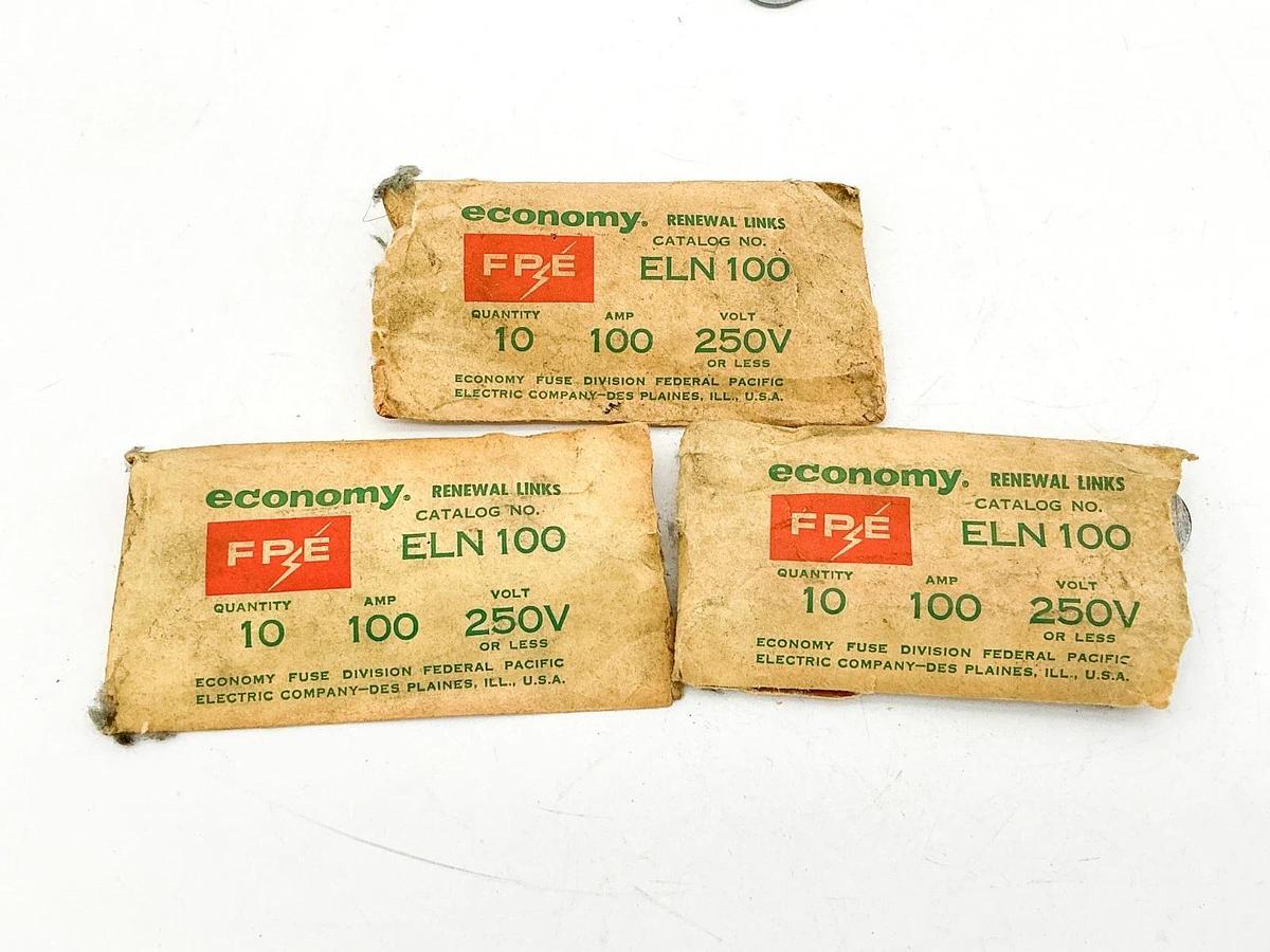 New Lot of 30 Economy ELN100 Renewal Fuse Links 100A 250V