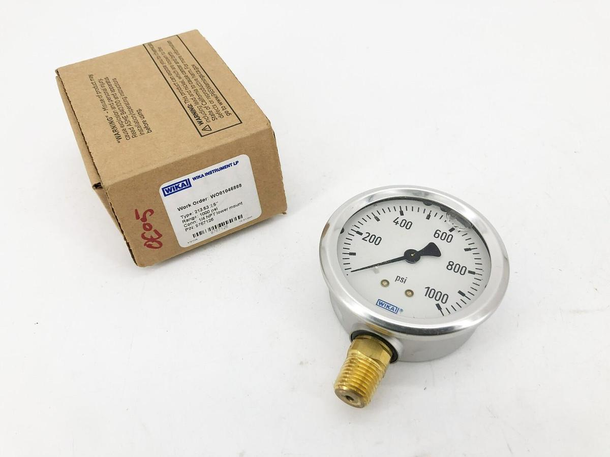 New Wika 9767126 Pressure Gauge Type 213.53 2.5" Stainless Steel