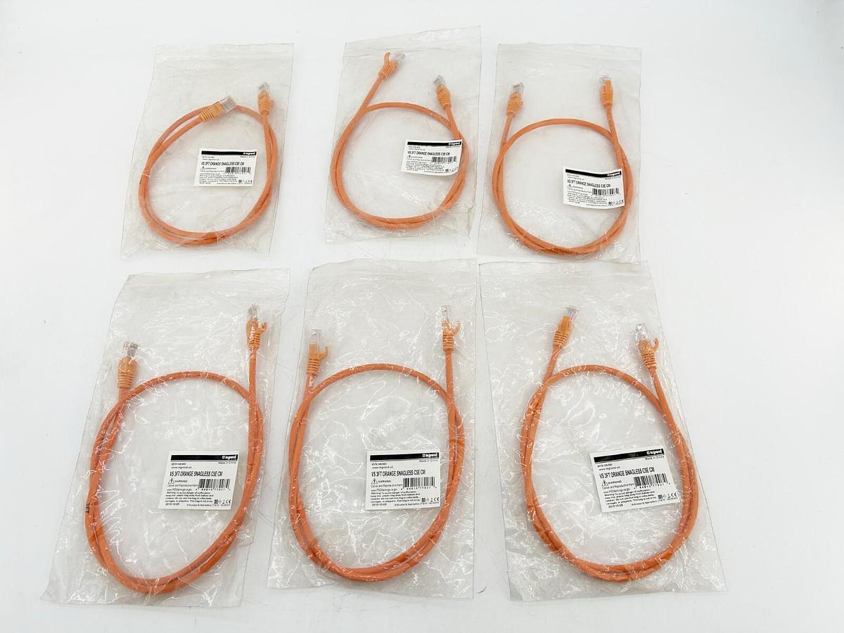 New lot of 6 VS 3FT Orange Snagless C5E CM Cable 24AWG