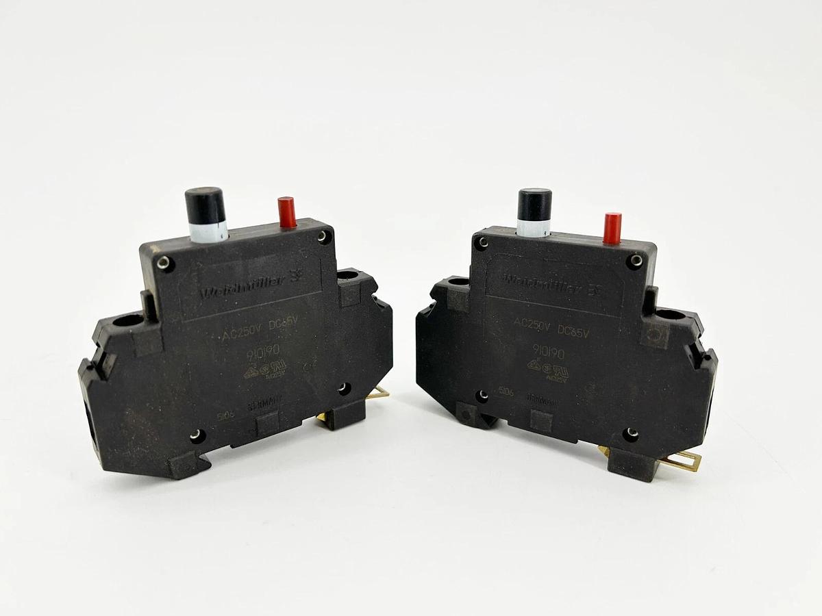 New Lot of 2 Weildmuller 910190 Circuit Breaker 10A 1 Pole 240V - No Box