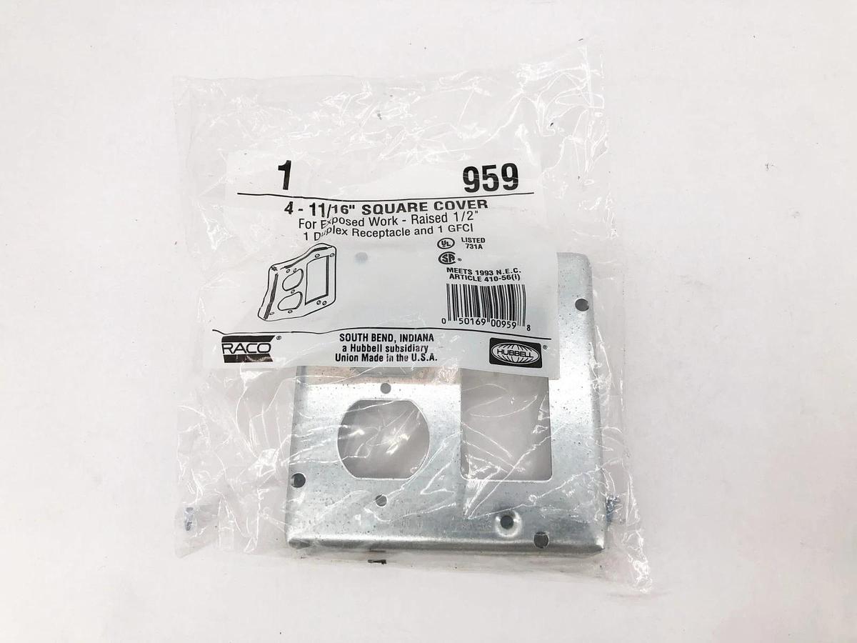 Lot of 3 New Hubbell 959 Exposed Square Work Covers Duplex/ GFCI 4-11/16"