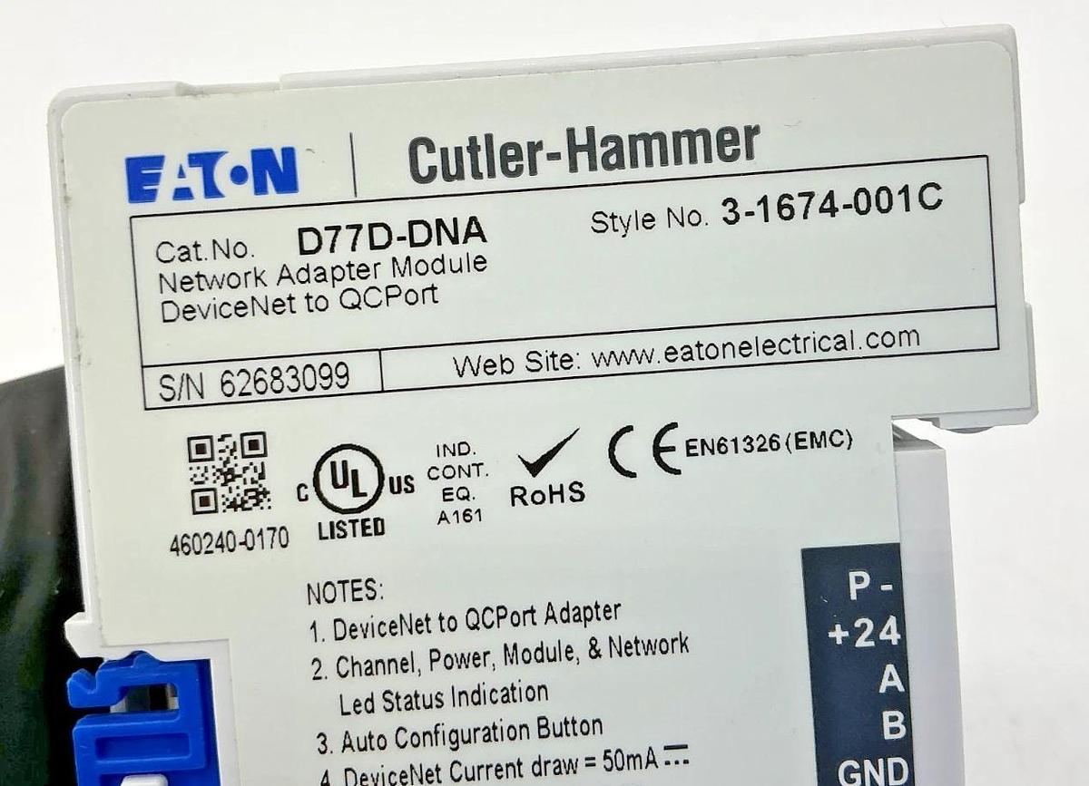 Used Eaton Cutler-Hammer D77D-DNA IT Network Adapter Module Devicenet To QCPORT
