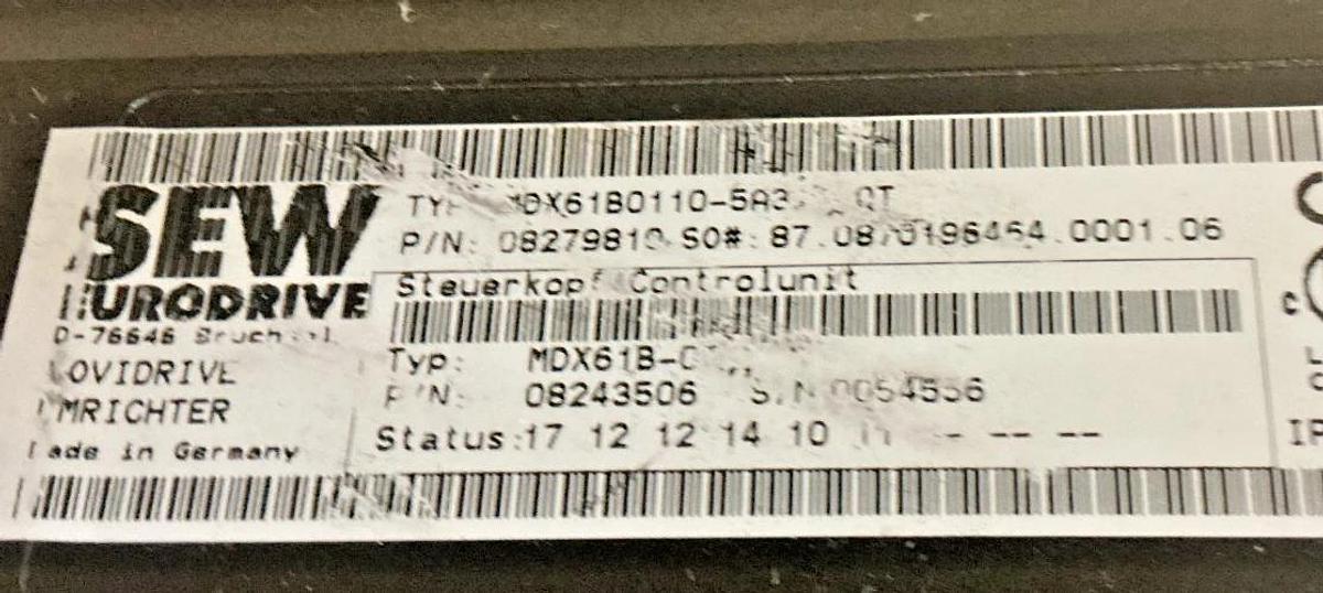 Used SEW Eurodrive MDX61B0110-5A3-4-0T Movidrive Inverter Drive 3PH 21.6A 380-500VAC