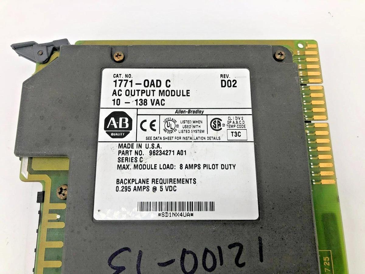 Used Allen Bradley 1771-OAD/C Rev. D02 Output Module 10-138VAC